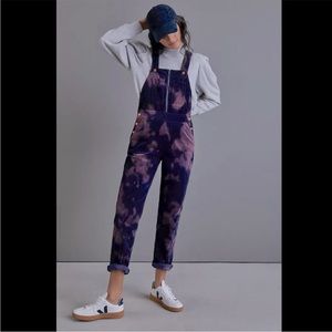 Anthropologie Pilcro purple corduroy tie-dyed overalls Romper sz 27